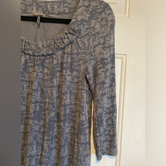 Womens Kristin Davis Dark Light Gray Abstract Print Blouse Tunic ¾ Sleeve Medium - Picture 5 of 5